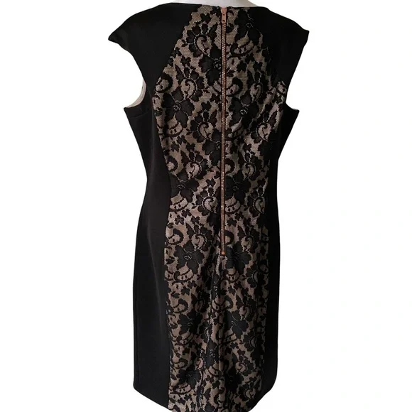 Db established Elegant Black and Cream Lace Dress size 14 lined - Picture 4 of 7